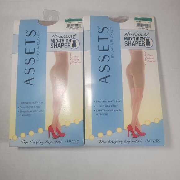 Lot of 2 Assets by Sara Blakely Hi-Waist Mid-Thigh Shaper Size 3 - Picture 1 of 3